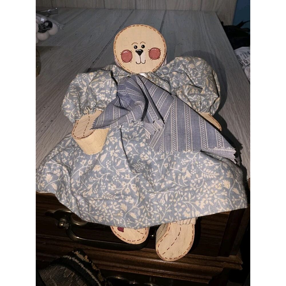 Vtg Wood Articulated Doll Handmade Shelf Sitter Farmhouse Country Primitive